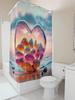 3D Crystal Heart Shower Curtain | Romantic Beach Sunset Bathroom Decor