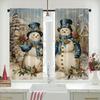 2pcs- Christmas-themed Snowman Pattern Printed Curtains, Christmas Decorations, Home Room Decorations