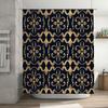 Luxurious Shower Curtain Set Waterproof, Non-slip Bathtub Cover Elegant Blue Gold Pattern Decorative Shower Panels for Bathroom