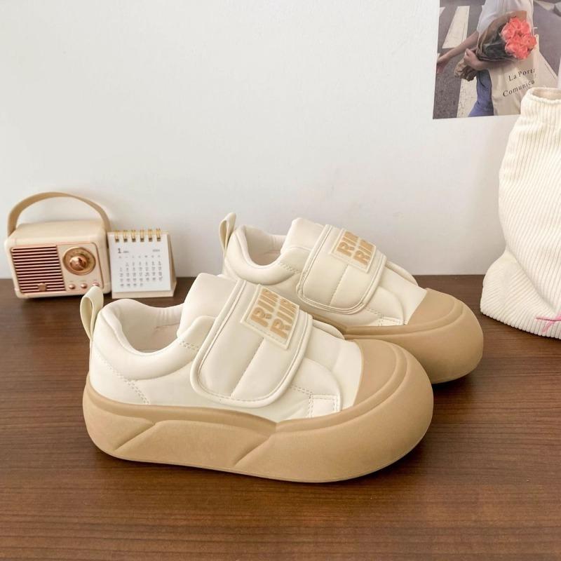 

Молочно-белые туфли на платформе, женские, уродливые, милые, осенние, новые, нишевые, на липучках, с большой головой, туфли для студентов 40
