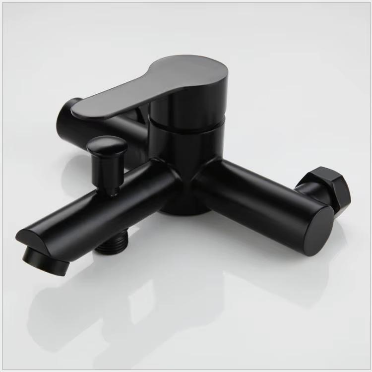 Stainless Steel 304 Contemporary Matte Black Dual Outlet Water Hotel-Grade Wall Mounted Shower Bathtub Mixer Faucet Tap