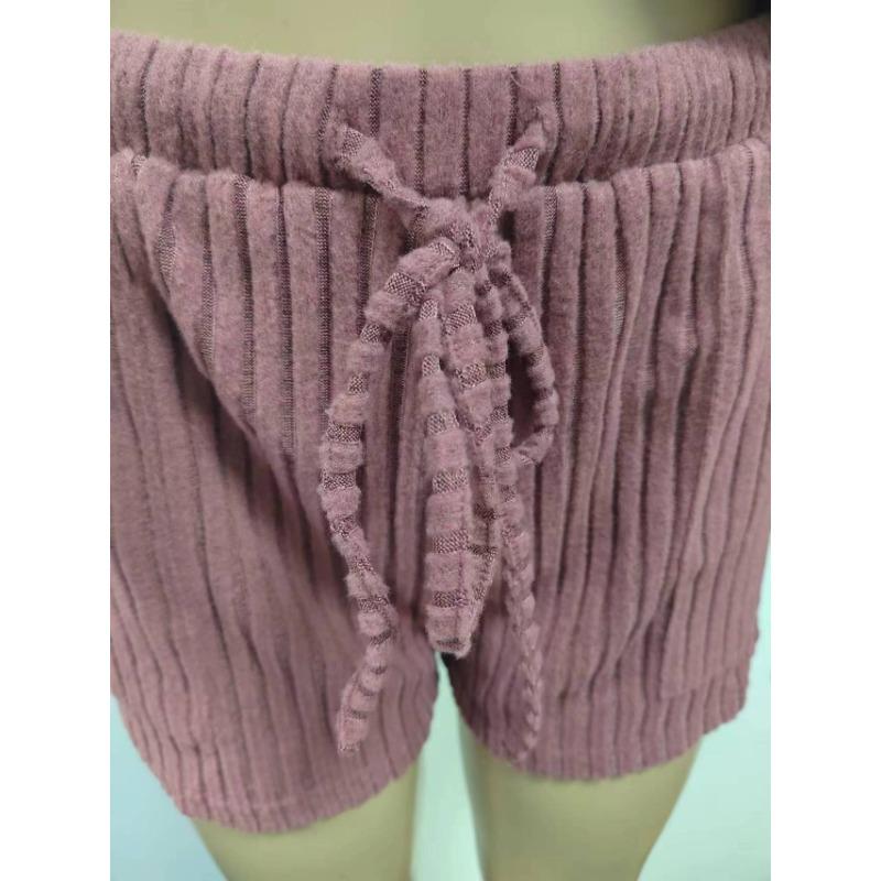 Women's Plus Size Autumn Pit Stripe Milled Long Sleeve Shorts Suit