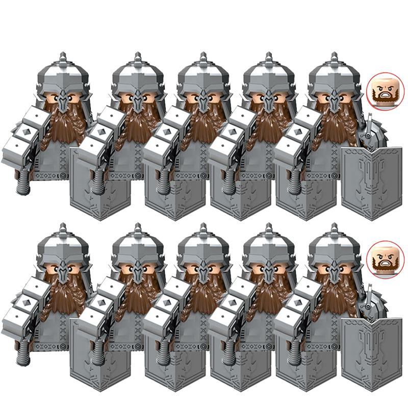 Mittelalter Herr der Ringe Durins Volk Zwergenkrieger Antike Militärsoldaten Figuren Ausrüstung Waffe Bausteine Spielzeug