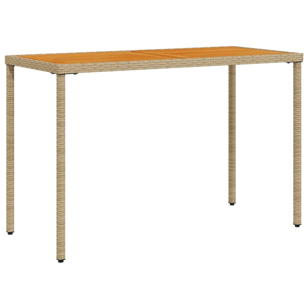 Garden Table with Acacia Wood Top 115 x 54 x 74 cm Poly Rattan