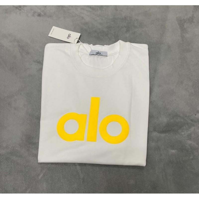 ALO Baumwolle Lockere Passform Unisex Rundhals T-Shirt Streetwear Lässiges Oberteil