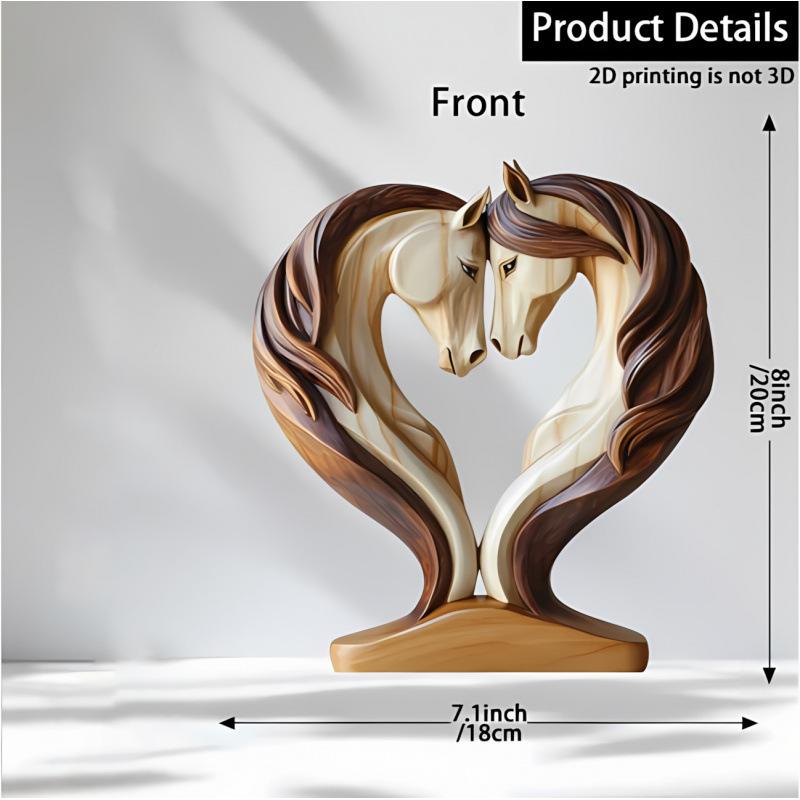 

Horse Sculpture 2D Wooden Horse Statue Snuggle Pose Animal Ornament For Workplace Home Nursery Shelf Tabletop Display