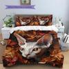 Maple Leaf Cat  Pattern Bedding Quilt Set Quilt Cover Pillowcase Home Decoration  Gift (1 * duvet cover + 2 * pillowcase, without core)