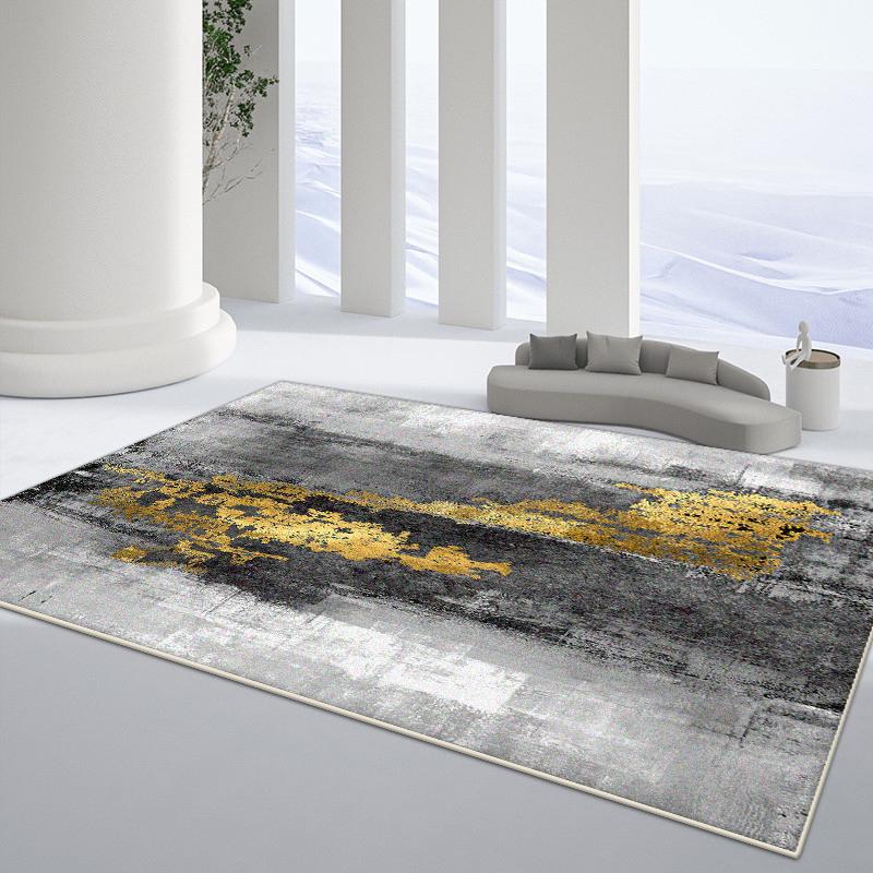 Modern Light Luxury Golden Carpet Living Room Abstract Decoration Large Area Non-slip Rugs Bedroom Cloakroom Washable Floor Mat