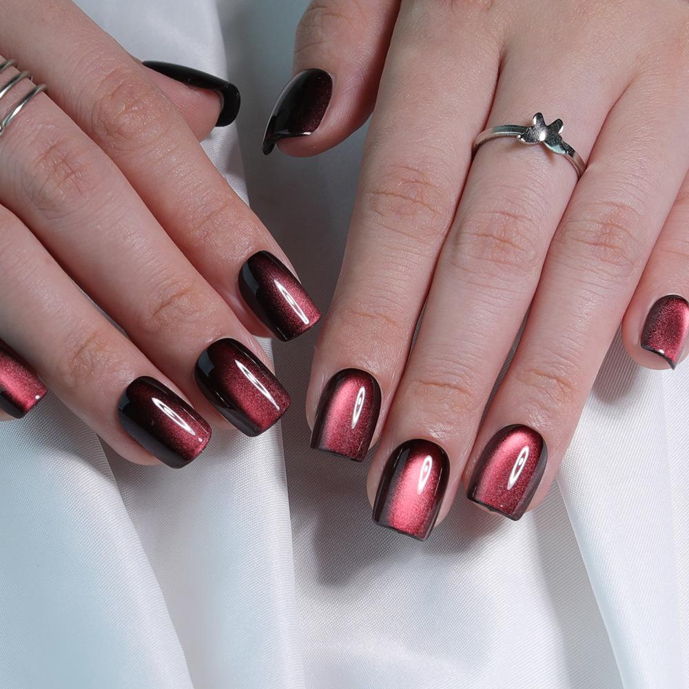 31 Colors Advanced Flash Cat Eye Short Square Press-On Nails - 30PCS Box