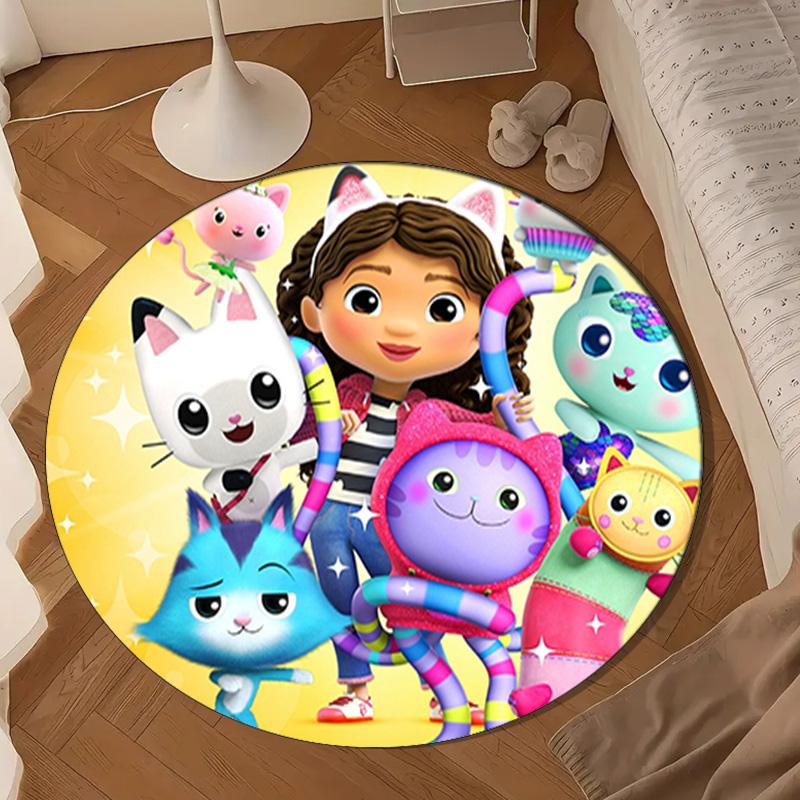 Colorful Friends Dollhouse Round Rug for Livingroom,Bedroom, Palyroom, Chair Rug, Area Rug, Circle Carpet, Large Size Fan Christmas Gift