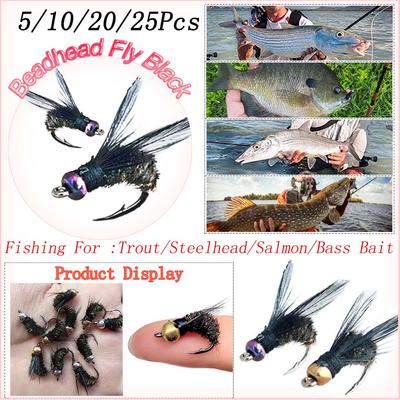 Señuelo de la pesca con mosca, Ninfa de trucha, moscas secas/húmedas, Señuelos de pesca en hielo, cebo Artificial, 5/10/20/25 Uds.