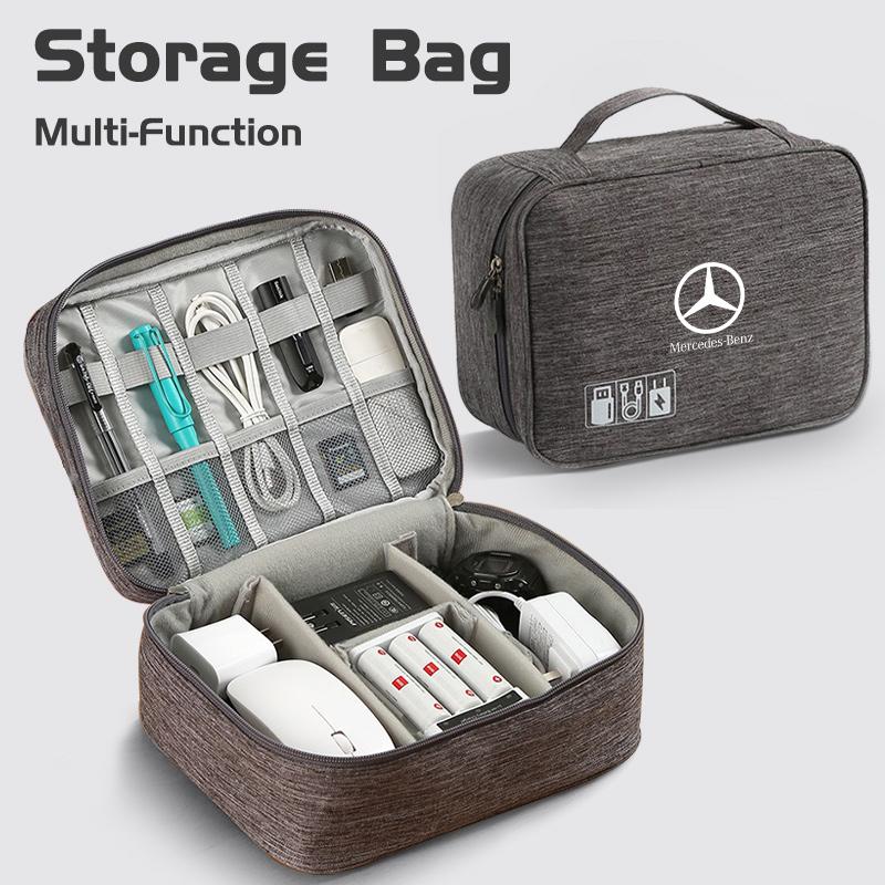 CRI1Car Logo Travel Cable Digital Electronic Storage Bag For Mercedes Benz AMG W203 W206 W220 W205 W222 W212 W201 W210 Accessories