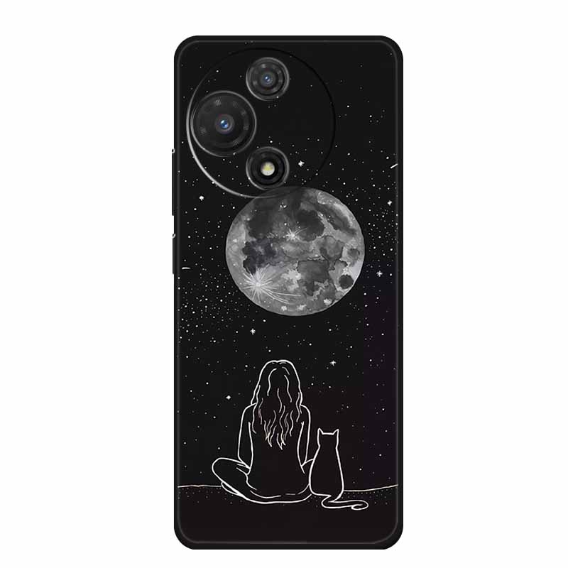 For TCL 605 Case Fashion Flower Protective Black Silicone Soft TPU Back Cover Case For TCL 60 5G 60 SE Case 60SE Coque Funda Bag