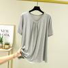 T-shirt Women  Summer Casual Large Size Loose Round Neck Pullover Short-sleeved Tops
