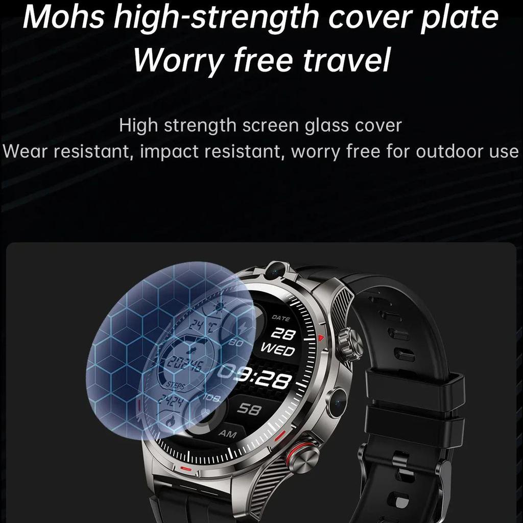 Android smartwatch with SIM card, calling, Wi-Fi, GPS, and camera for men.