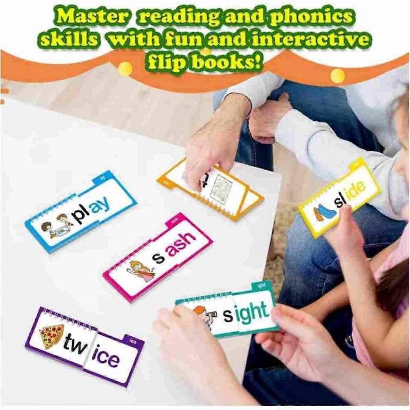 30 Read and Rhyme Flip Books, ABC Vocabulary Flash Card Educational Reading Game