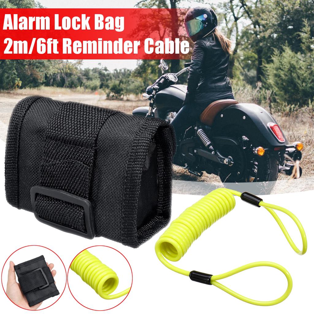 Buy 2M/6Ft Reminder Brake Cable + Alarm Lock Bag For Motorcycle Bike