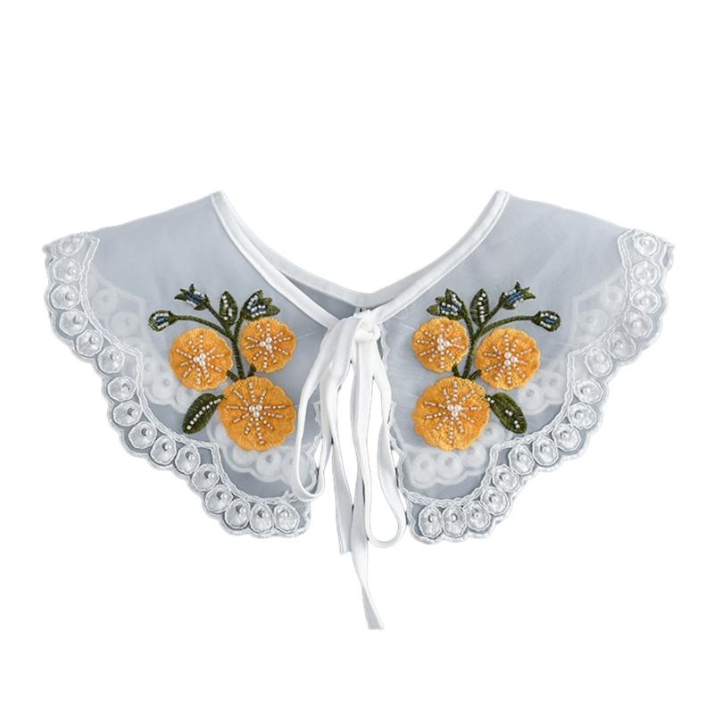 Embroidered False Collar for Women Teens Girls Elegant Detachable Faux Collar Blouse Collar Fashion Clothing Accessories