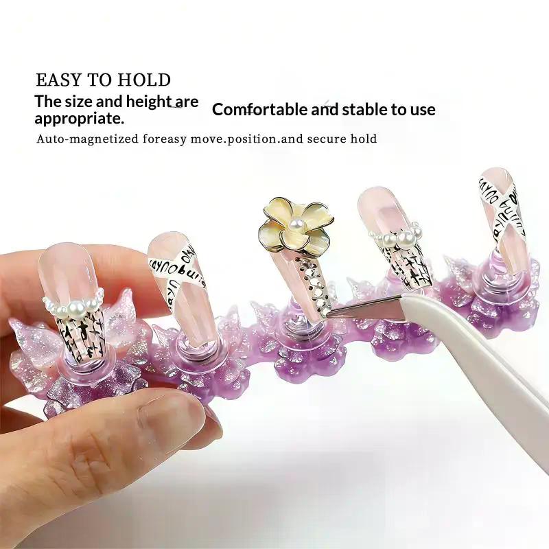 Magnetic Acrylic Nail Practice Stand Butterfly Shape Nail Display Stand Tips Holder Wearable Nail Display Stand Tool