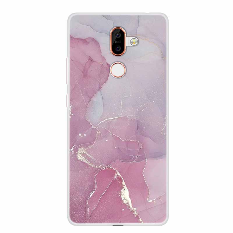 För Nokia 7 Plus Fodral Marmor Mjuk Silikon Baksida Telefonfodral Modefodral Coque Nokia7 Plus Stötsäkert Fundas