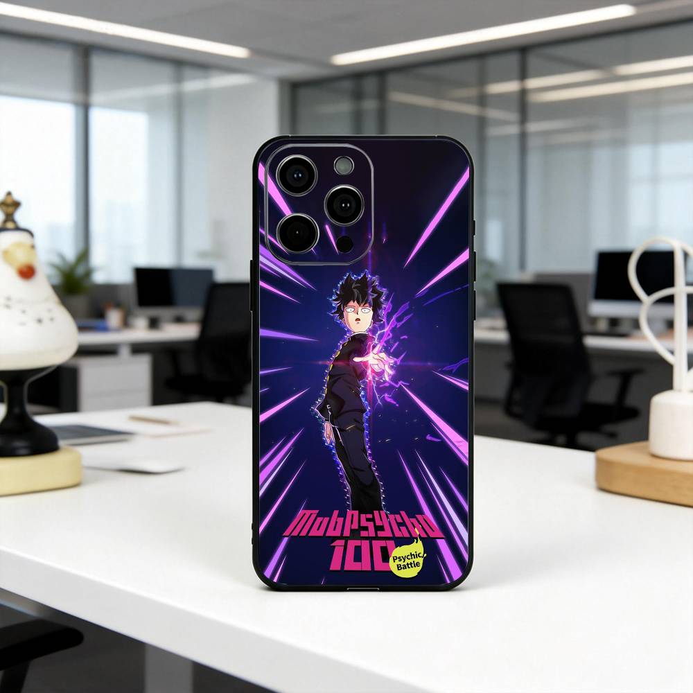 Mob P-Psycho 100 Shigeo K-Kageyama Phone Case For iPhone 17, 16,15,14,13,12,11 Plus,Pro Max, Others Soft Black Cover