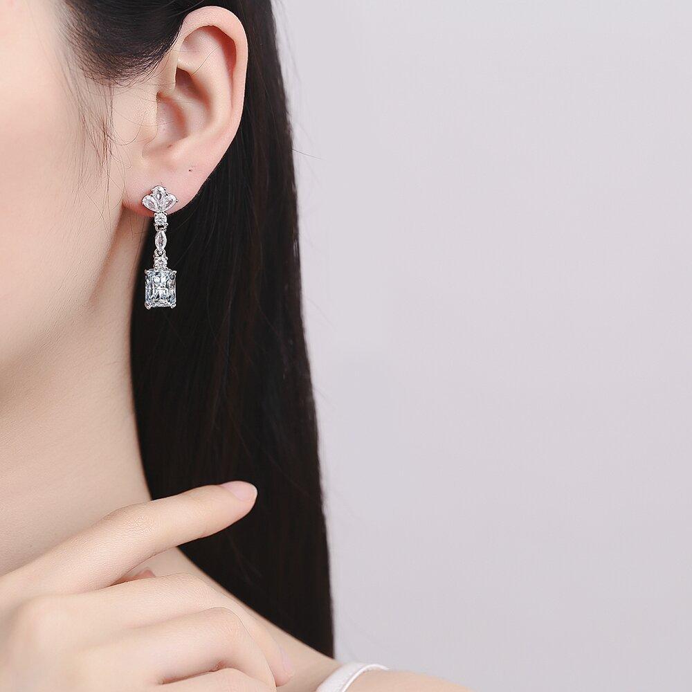 Heavy Industry Luxury Noble Square Tassel Earrings Feminine Style New Earrings Exaggerated Zircon Stage Earrings