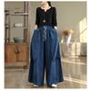 DIMANAF 2025 Autumn Winter Plus Size Jeans Women Clothing Blue Fashion Lady Loose Long Pants Big Pockets