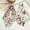 Summer Silk Scarf with Floral Pattern, Small and Fresh Hair Band, Big Hair Ring, Women's Hair Tie, Butterfly Knot, Flowing Ribbon