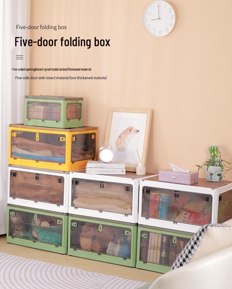 Plastic Folding Storage Box - Dustproof Quilt, Magazine, and Stationery Organizer for Home, Bedroom, and Dormitory.