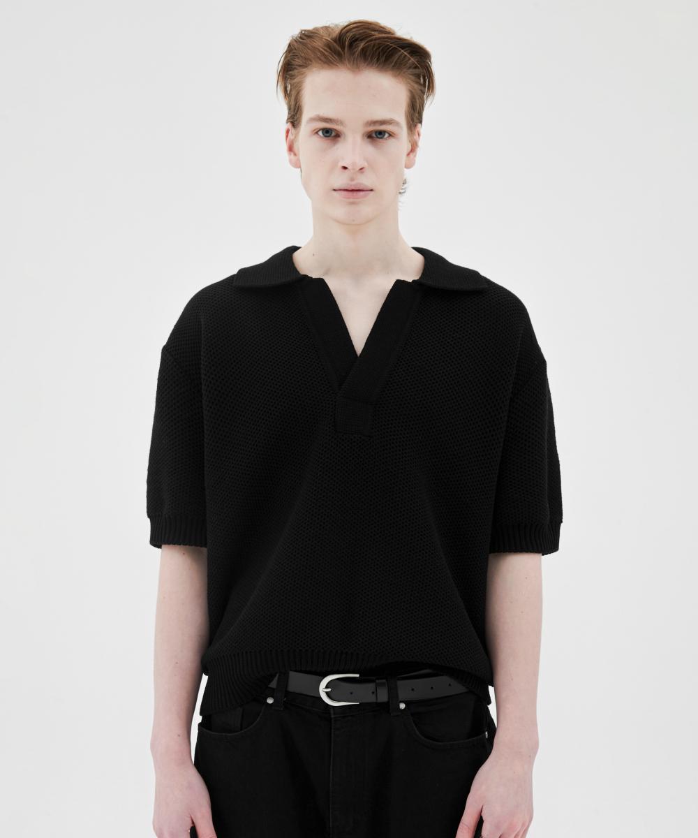 Muel Chunky Crop Collar Knit (Black) Black/L