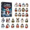 24 Day Countdown Box Antarctic Penguin Advent Calendar, 24-Day Winter with Cute Christmas Gift for Children Explorer Ornaments, 2D Acrylic