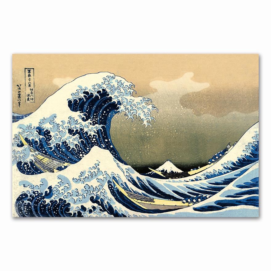 The Great Wave of Kanagawa Ukiyoe Japanese Art Vintage Wall Canvas Print Famous Painting Living Room Decoration Picture 21X30CMNo Framed
