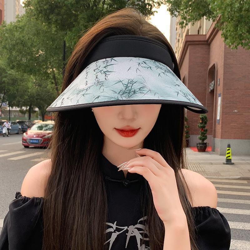 Tide ink bamboo empty top hat children summer fresh and cool anti-ultraviolet sun hat