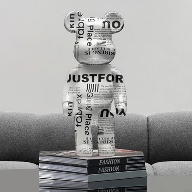 2025 New Graffiti Bear 27cm Figurine Home Decoration Animal Statue Storage Money Jar Modern Room Sculpture Table Decor