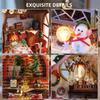 DIY Holzpuppenhaus Warme Weihnachts-Lodge Casa Figuren Miniaturen Zusammengebautes Puppenhaus mit Lichtern für Freunde Weihnachtsgeschenke