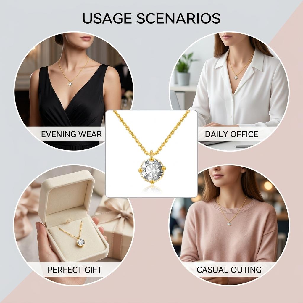 Zircon Necklace Pendant Collarbone Chain Jewelry For Women With Gift Box