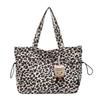 Korean Ins Leopard Print Canvas Bag Female Lazy Relaxation Versatile Cloth Bag Large Capacity Student Shoulder Tote Bag
