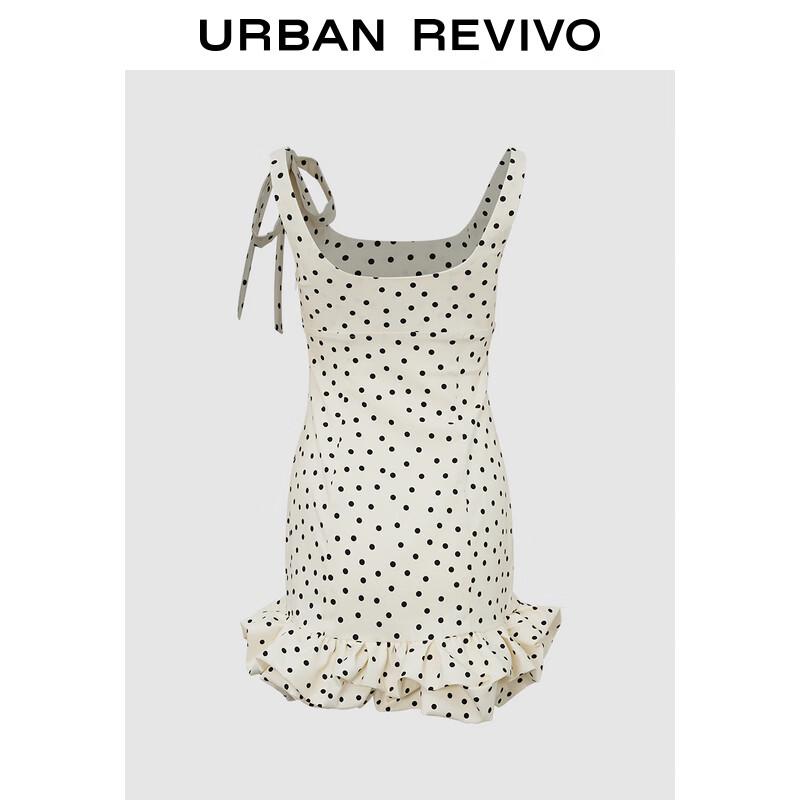 

UR 2025 Women s French Polka Dot Ruffle Tie-Waist Dress M