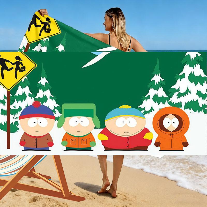 South Park Print Beach Towel, Large Soft Quick Dry Towel for Beach Camping Swimming