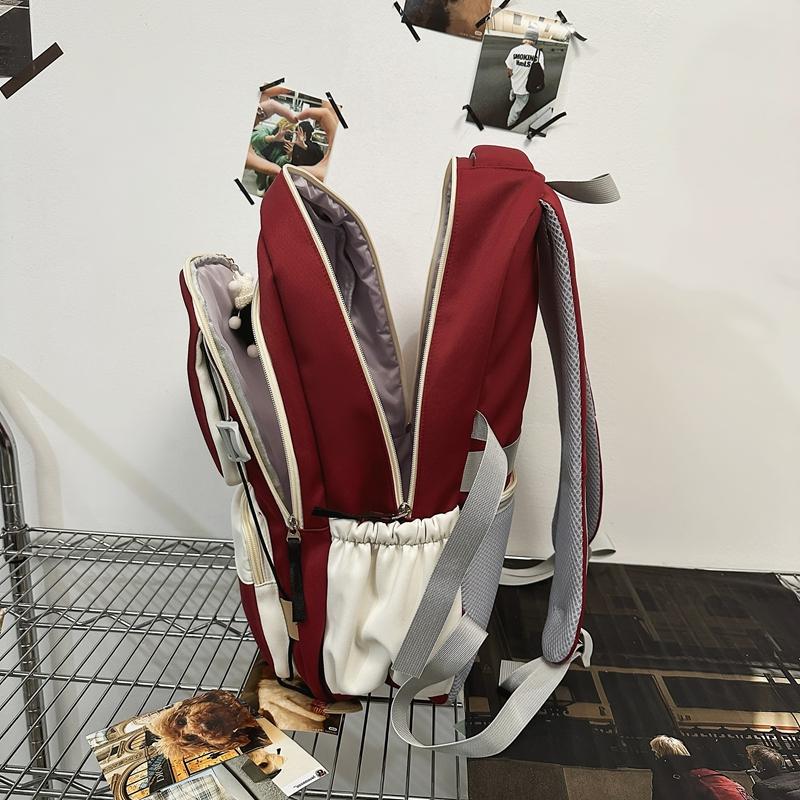 Men's Contrast Color Backpack Women's Large Capacity Backpack Student Schoolbag