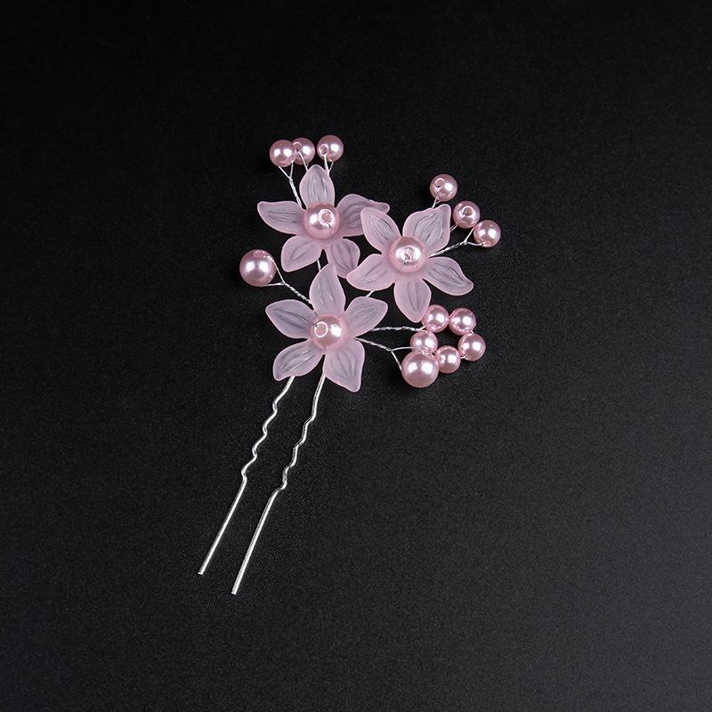 Korean Frosted Flower Pearl Hairpin & Comb Set for Brides
