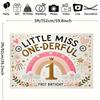 2D One-Derful 1st Birthday Backdrop Rainbow Floral Photography Background