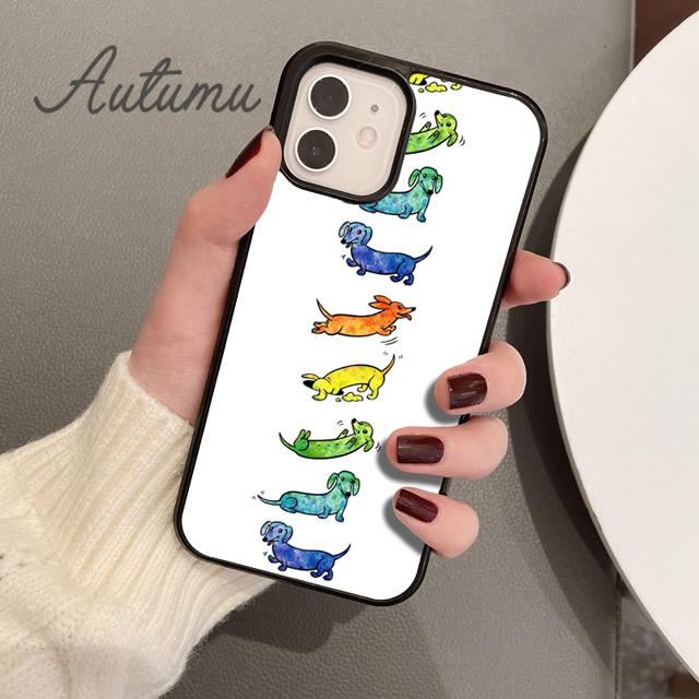 Cartoon Dachshund Sausage Dog Phone Case for iPhone 11 12 13 14 Pro Max Mini X XR XS SE 2020 6 7 8 Plus Galaxy S21 S22 Shell