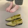 French Pointed Thick Heel Mary Jane Shoes Women's Spring 2025 New One-word Belt Low Heel Versatile Skirt Single Shoes