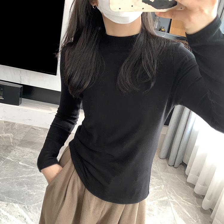 Women's Mock Neck Long Sleeve Thermal Top Slight Stretch Rayon Heat Retention Slim Fit Solid Color Warm Winter Base Layer Shirt