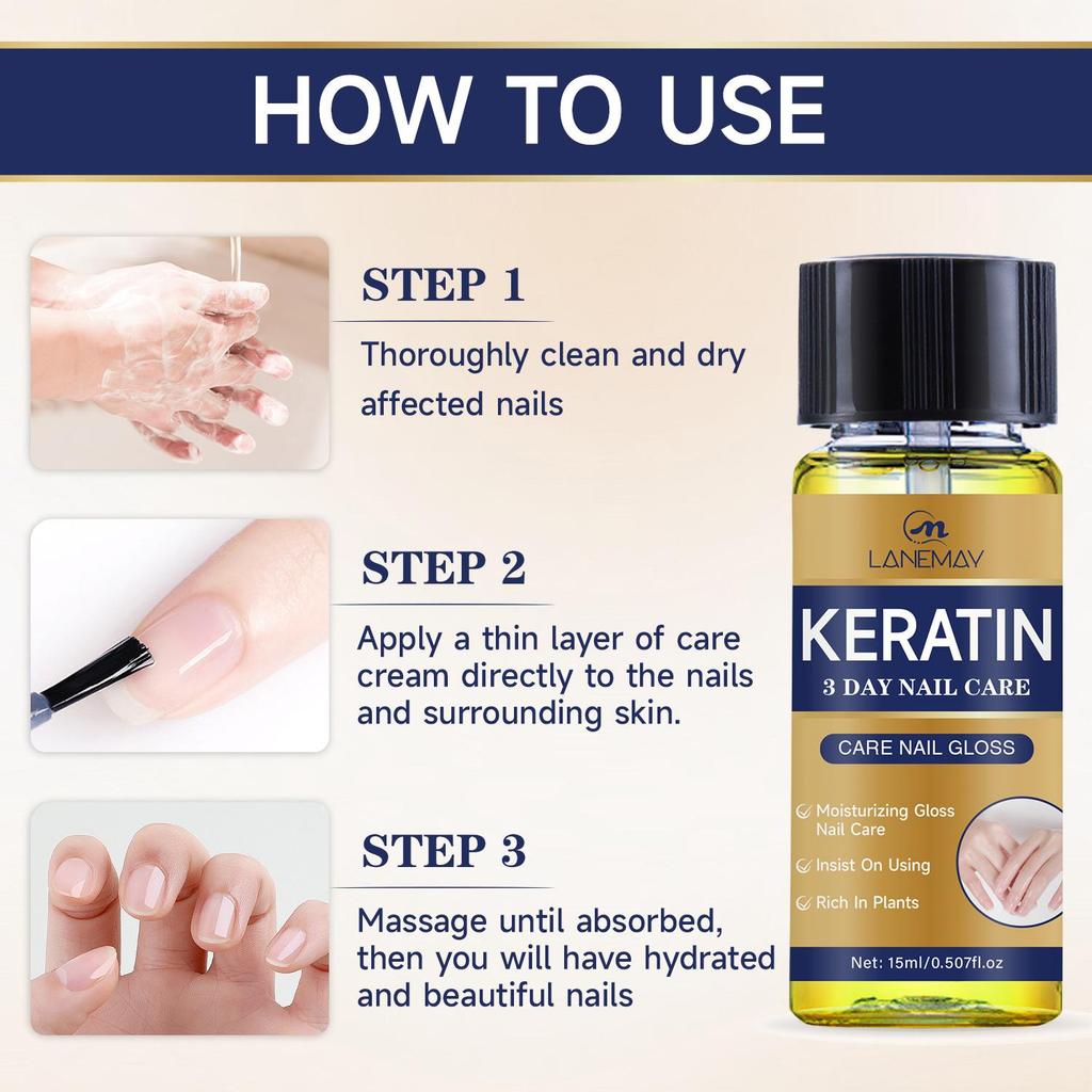 Keratin Care Nail Gloss-Moisturizing The Nail,  Rich Plants The Nail-Suitable For All Skin Types, 15ml