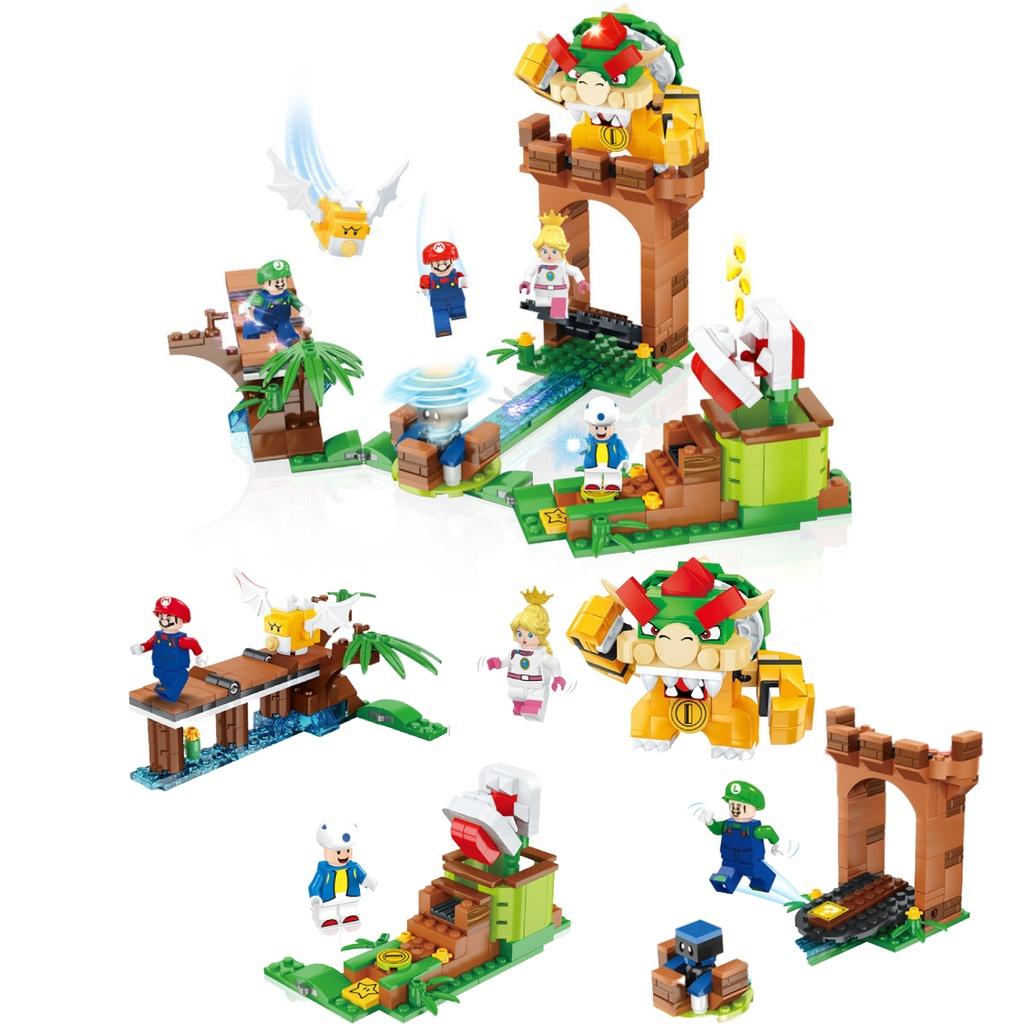 Colorful Super Mario Bros Dolls Luigi Peach Bowser Toad Building Blocks