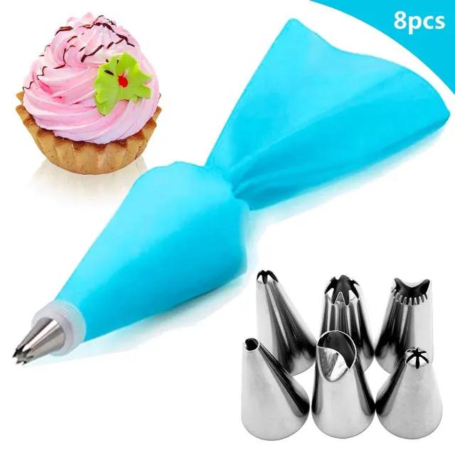 New 8/26Pcs/Set Silicone Pastry Bag Tips Kitchen Cake Icing Piping Cream Cake Decorating Tools Reusable Pastry Bags+24 Nozzle Se