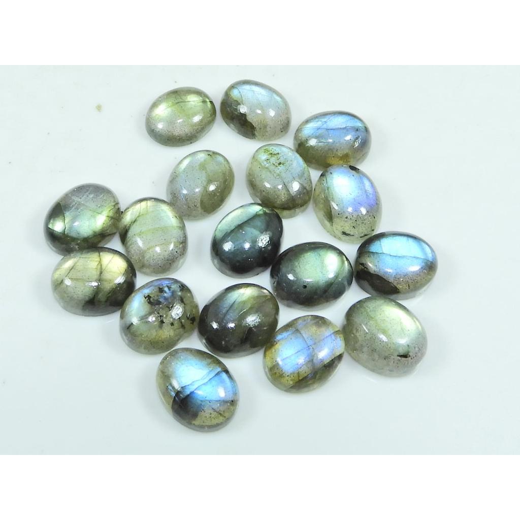 08X10MM Natural Labradorite Oval Cabochon Loose Gemstone 17Pcs Lot 52Cts. C-3095