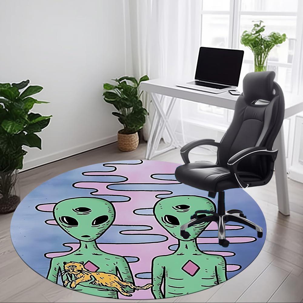 1PC Alien Pattern Chair Carpet for Office, Indoor Non-Slip Washable Carpet, Soft Comfortable Mat For Office Room yy250930198